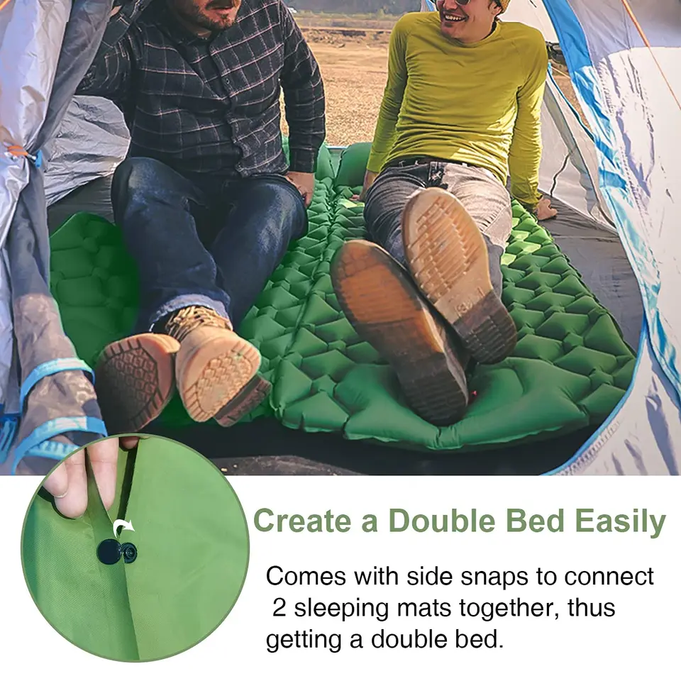 Foot inflating sleeping mat