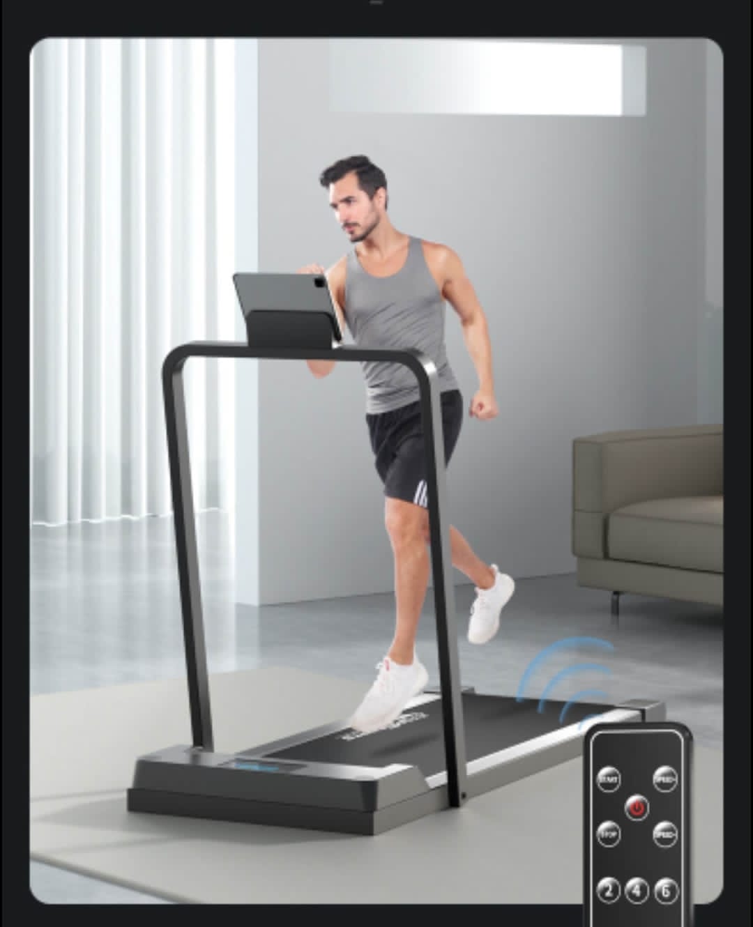 6 speed walking pad with foldable handle bars and remote control
