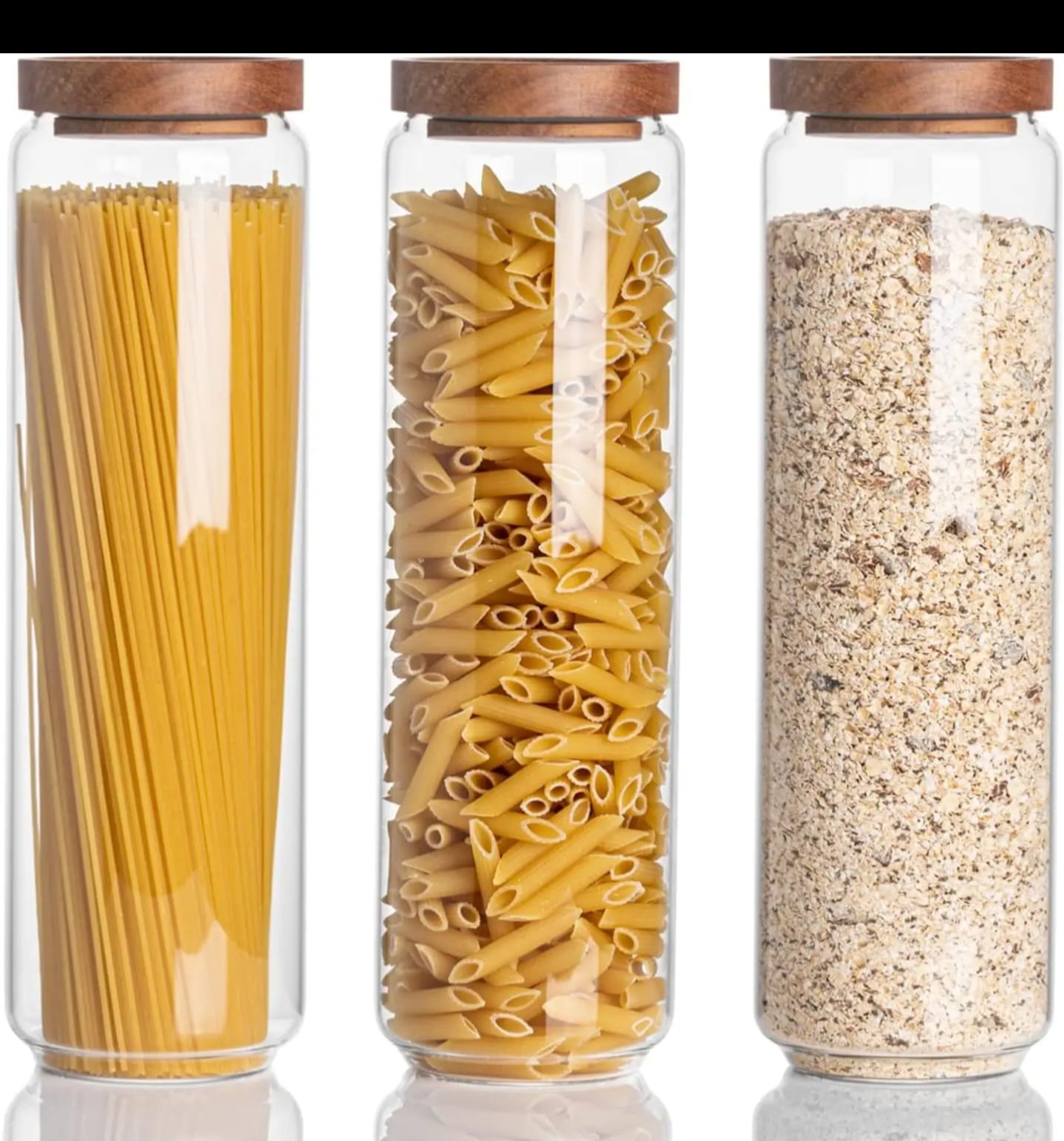 Acacia wooden sealed lid kitchen storage glass jar with Bamboo lid