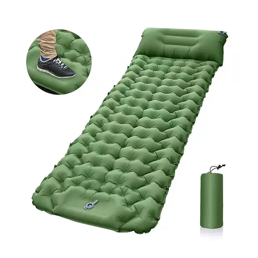 Foot inflating sleeping mat