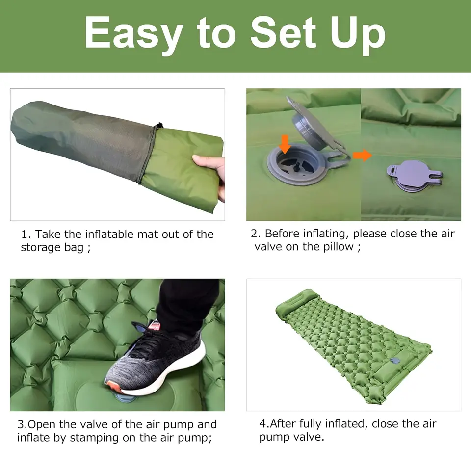 Foot inflating sleeping mat