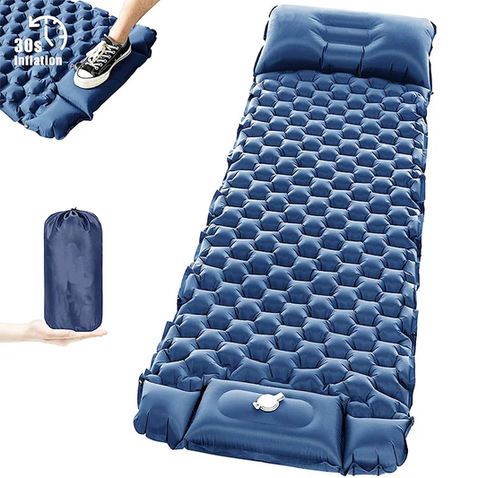 Foot inflating sleeping mat