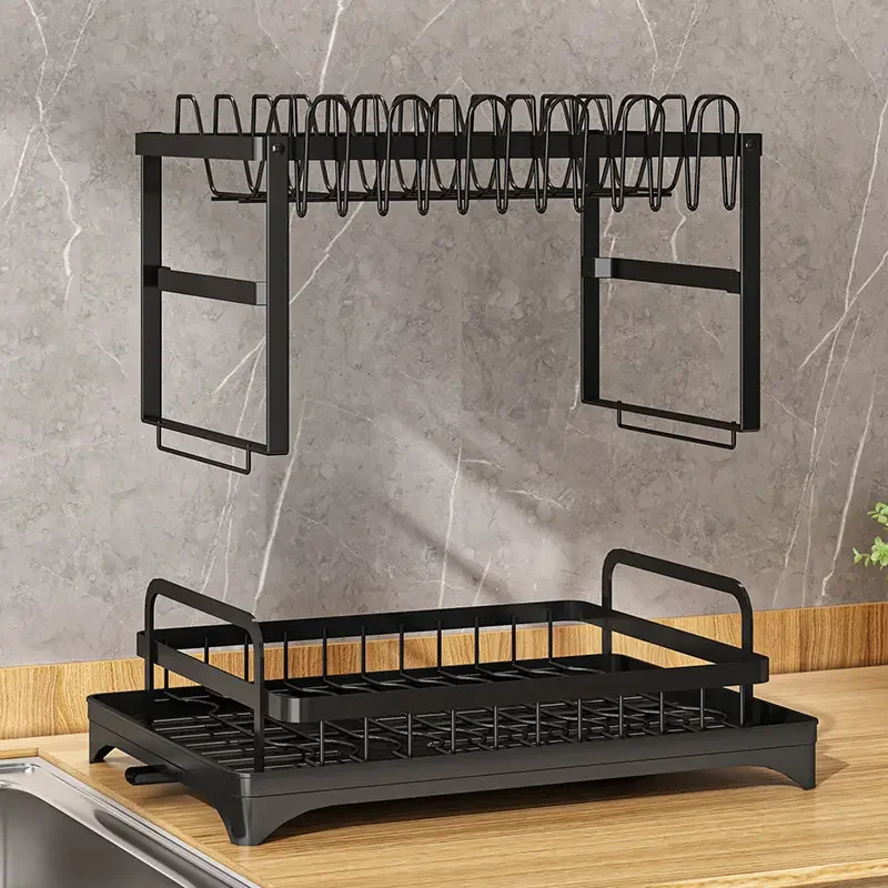 Hollow Design Dish Drainer Rack Metal Utensil Holder