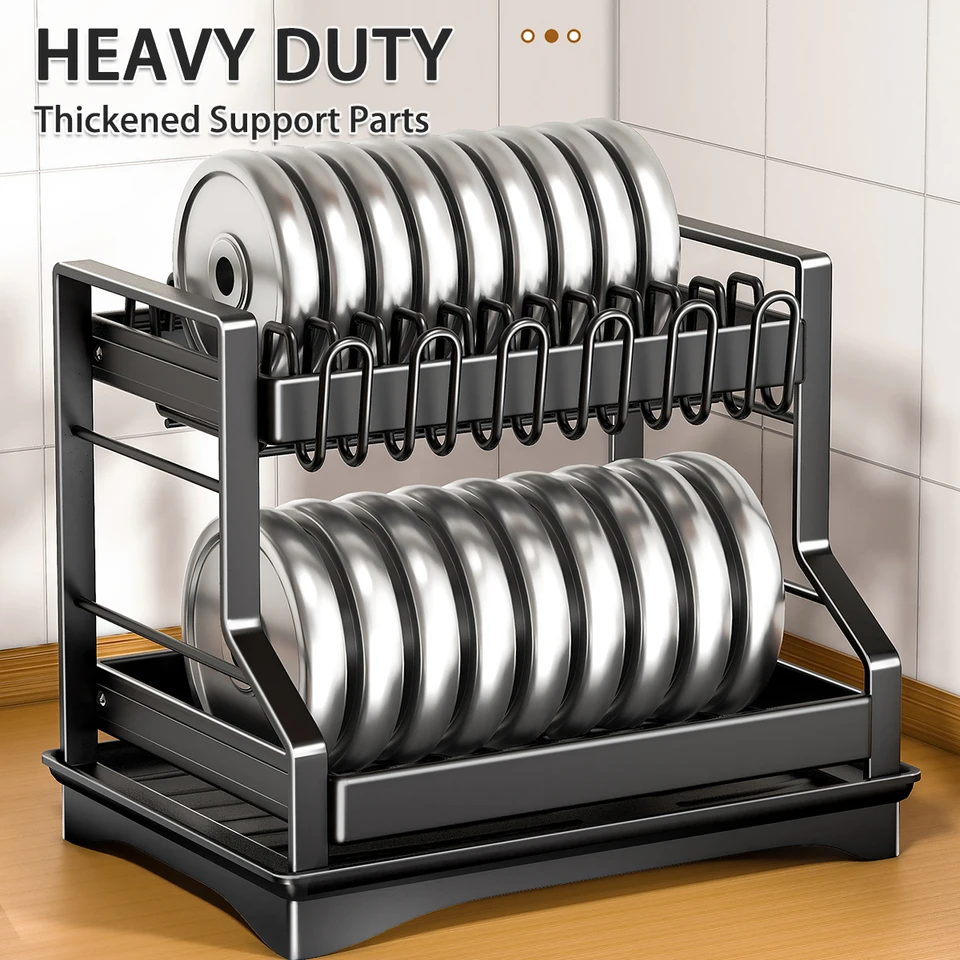 2 Tier Dish Rack with Drainer
