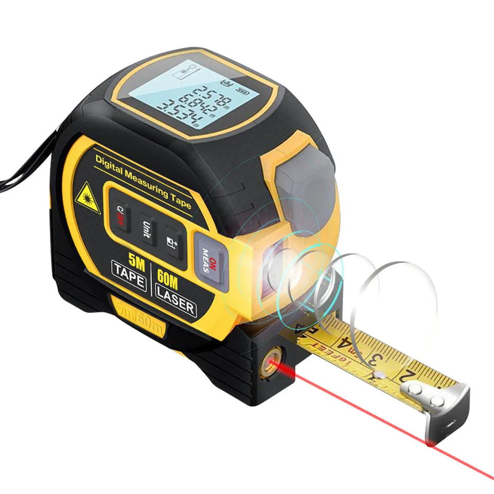 3in1 60m Laser Rangefinder 5m Tape Measure