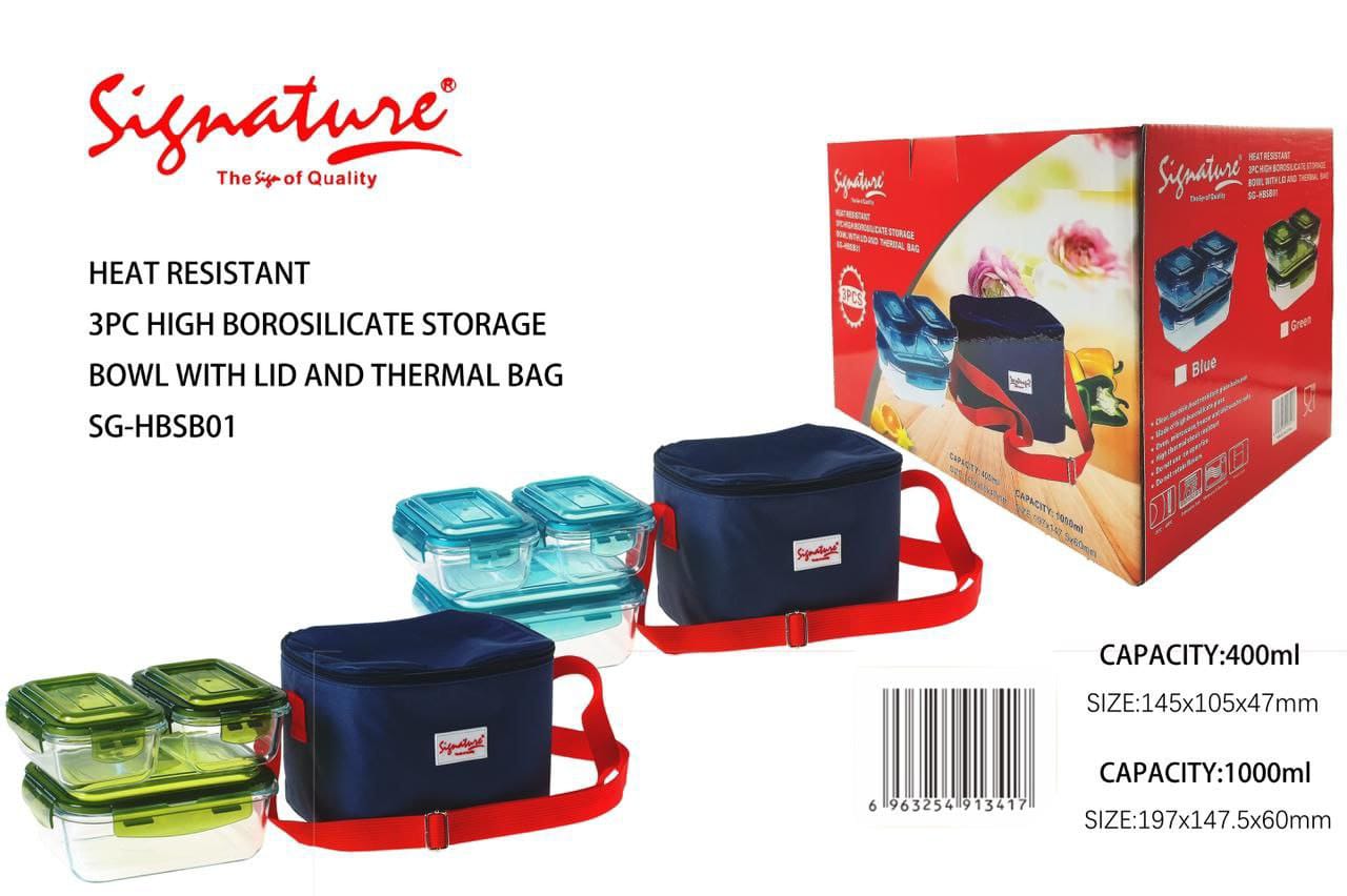 Lunch box with 3pc bowls and thermal bag