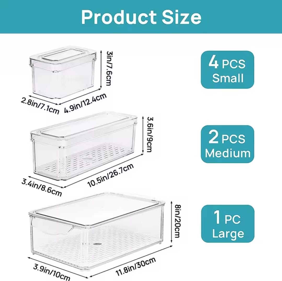 7PCS STACKABLE FRIDGE STORAGE ORGANIZERS