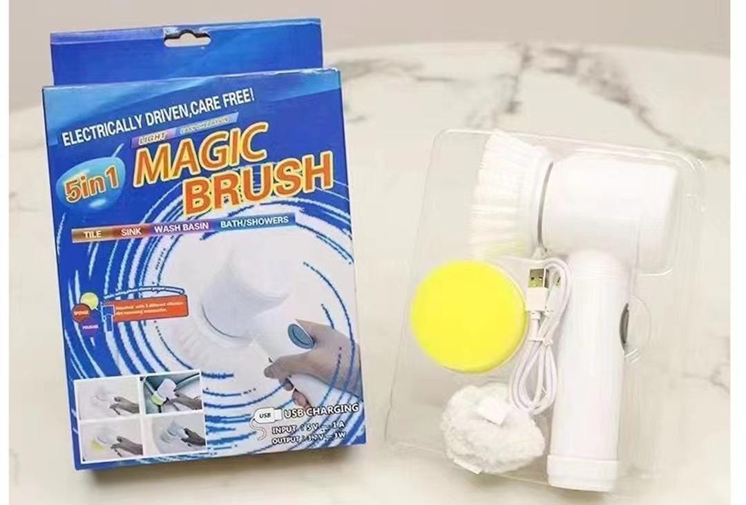 USB rechargeable magic brush with 3 option[brush,sponge&polisher]plus adhesive storage hook