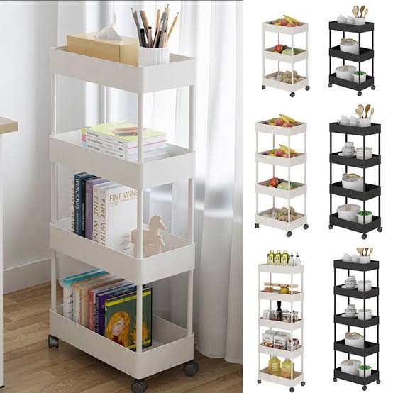Multifunctional 4 layer trolley rack
