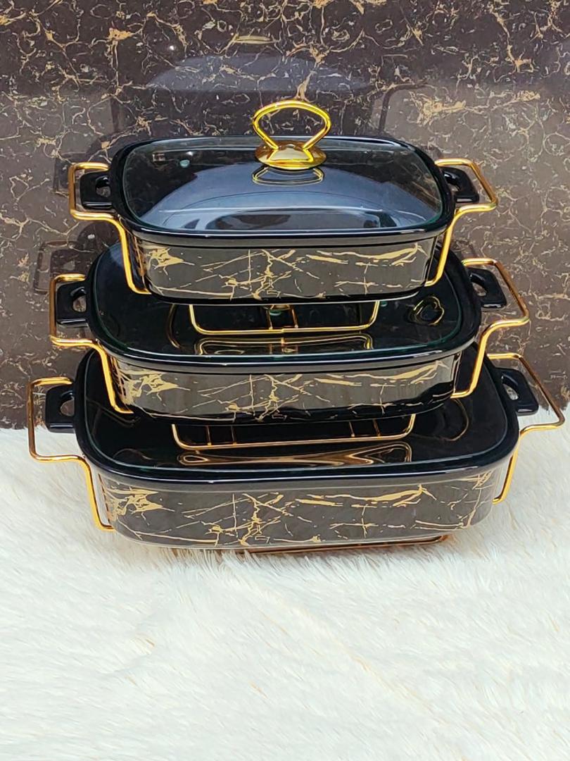3 pc ceramic chaffing dishes