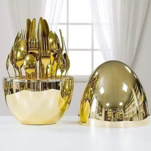 24pc egg shell spoon cutterly gold