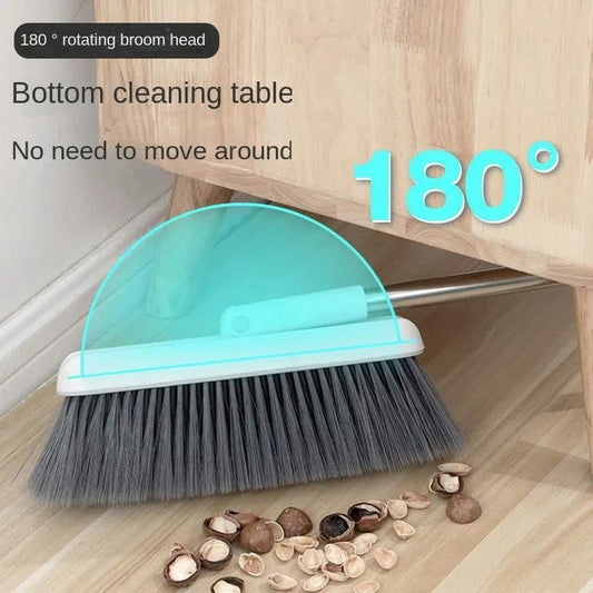 Broom and scoop folding dustpan set