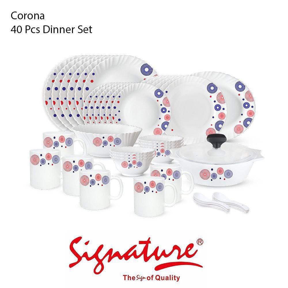signature 40pcs glass dinner set