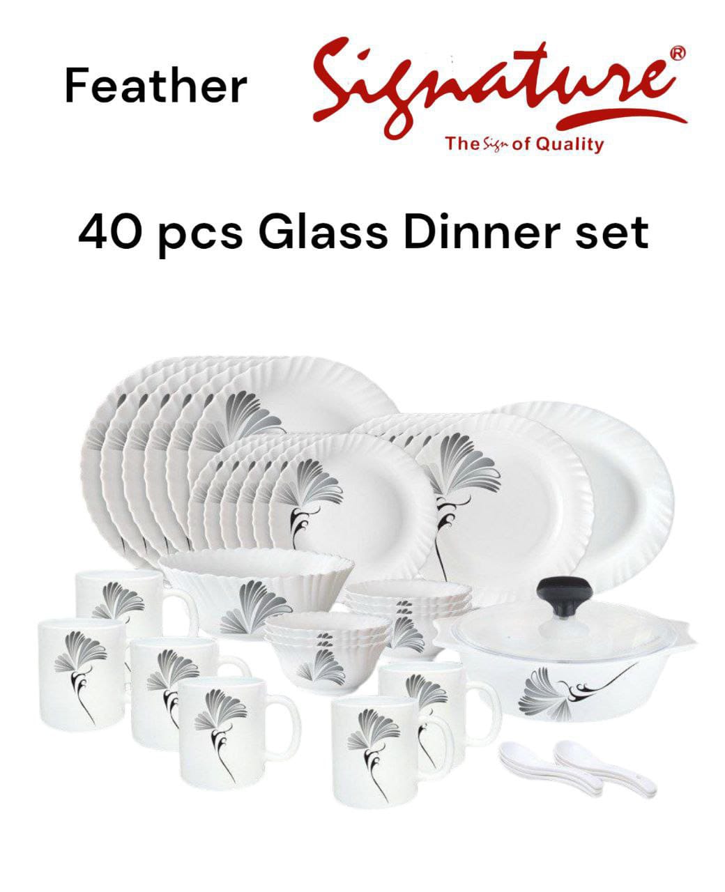signature 40pcs glass dinner set