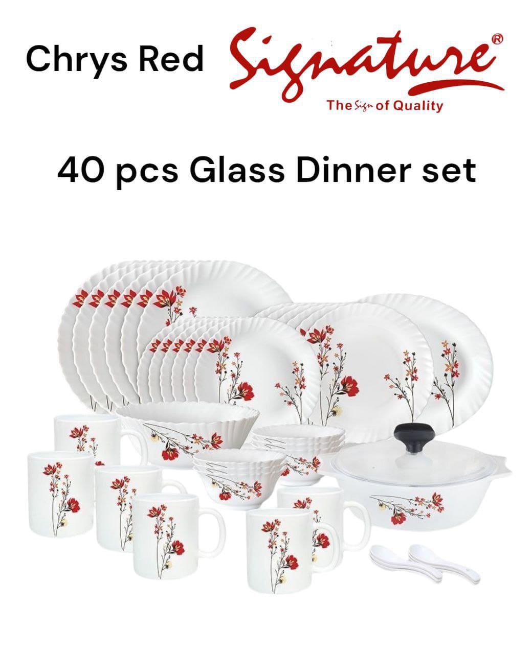 signature 40pcs glass dinner set