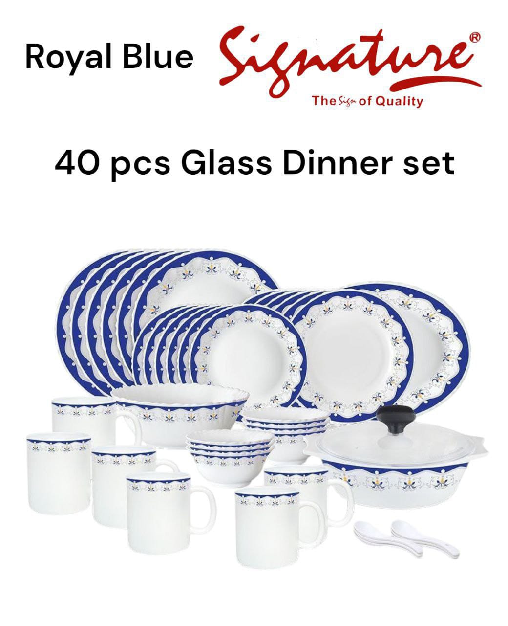signature 40pcs glass dinner set
