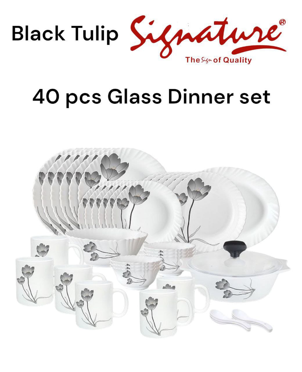 signature 40pcs glass dinner set