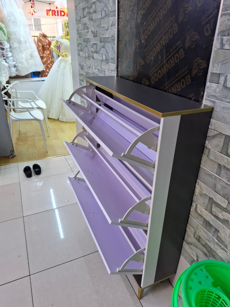 Bucket flip shoe cabinet/rack