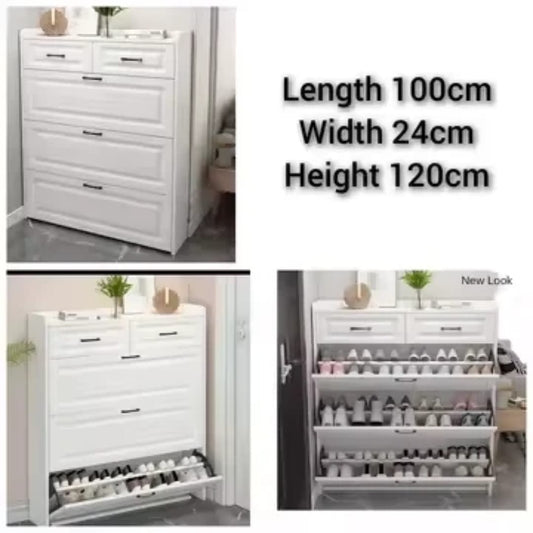 Bucket flip shoe cabinet/rack