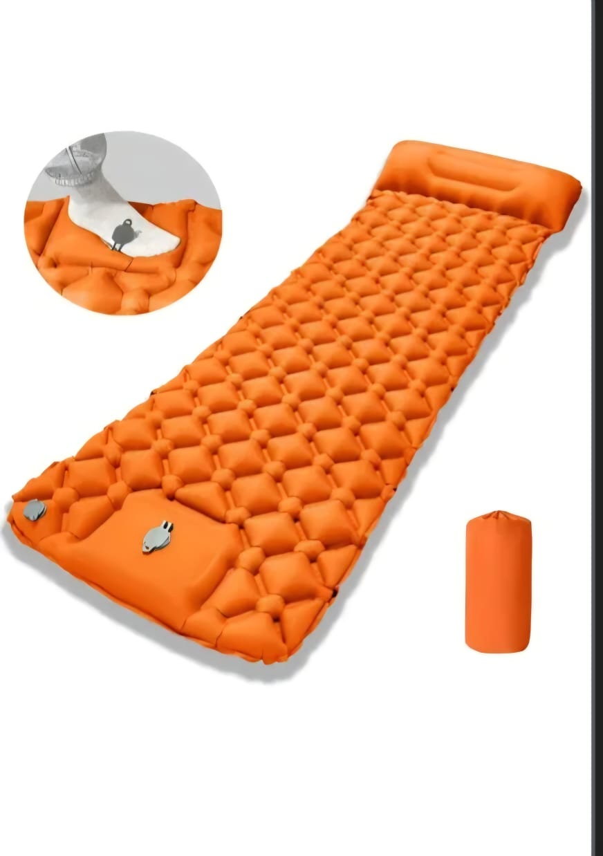 Foot inflating sleeping mat
