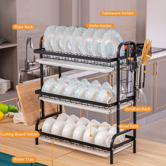 52cm Heavy Duty 3-tier Dish Rack