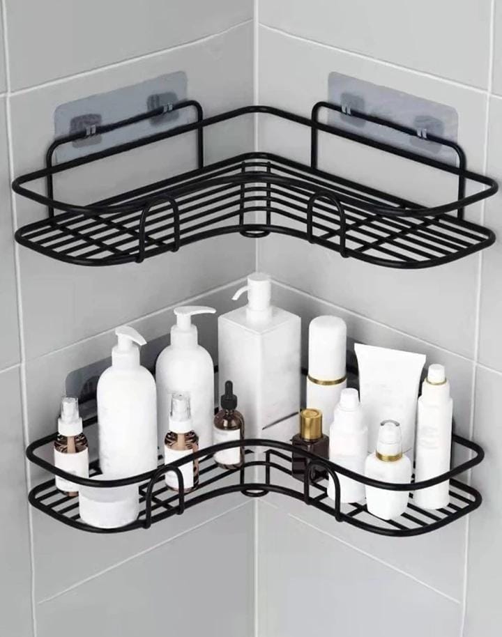 Metallic Corner Bathroom Shelf