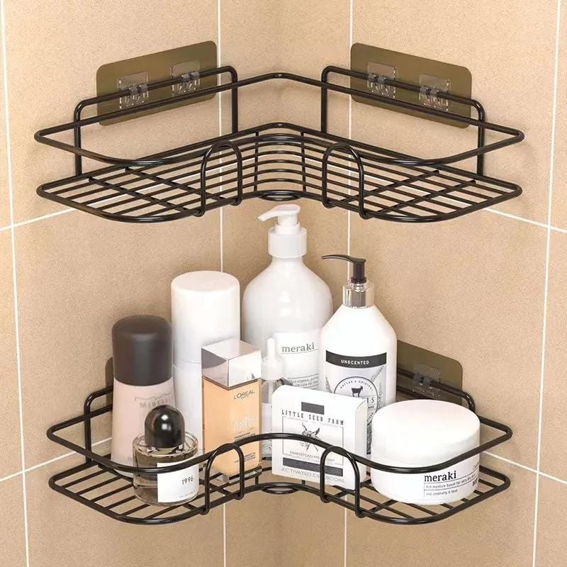 Metallic Corner Bathroom Shelf