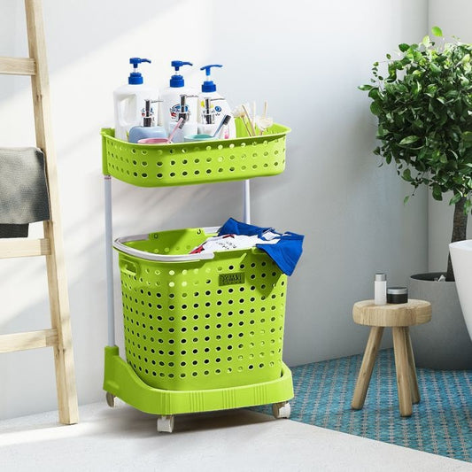 2 Tier Laundry Basket with Wheels