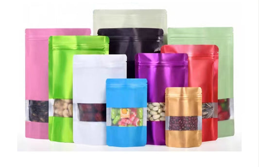 Resealable stand up pouch with aluminum foil ziplock 50pcs